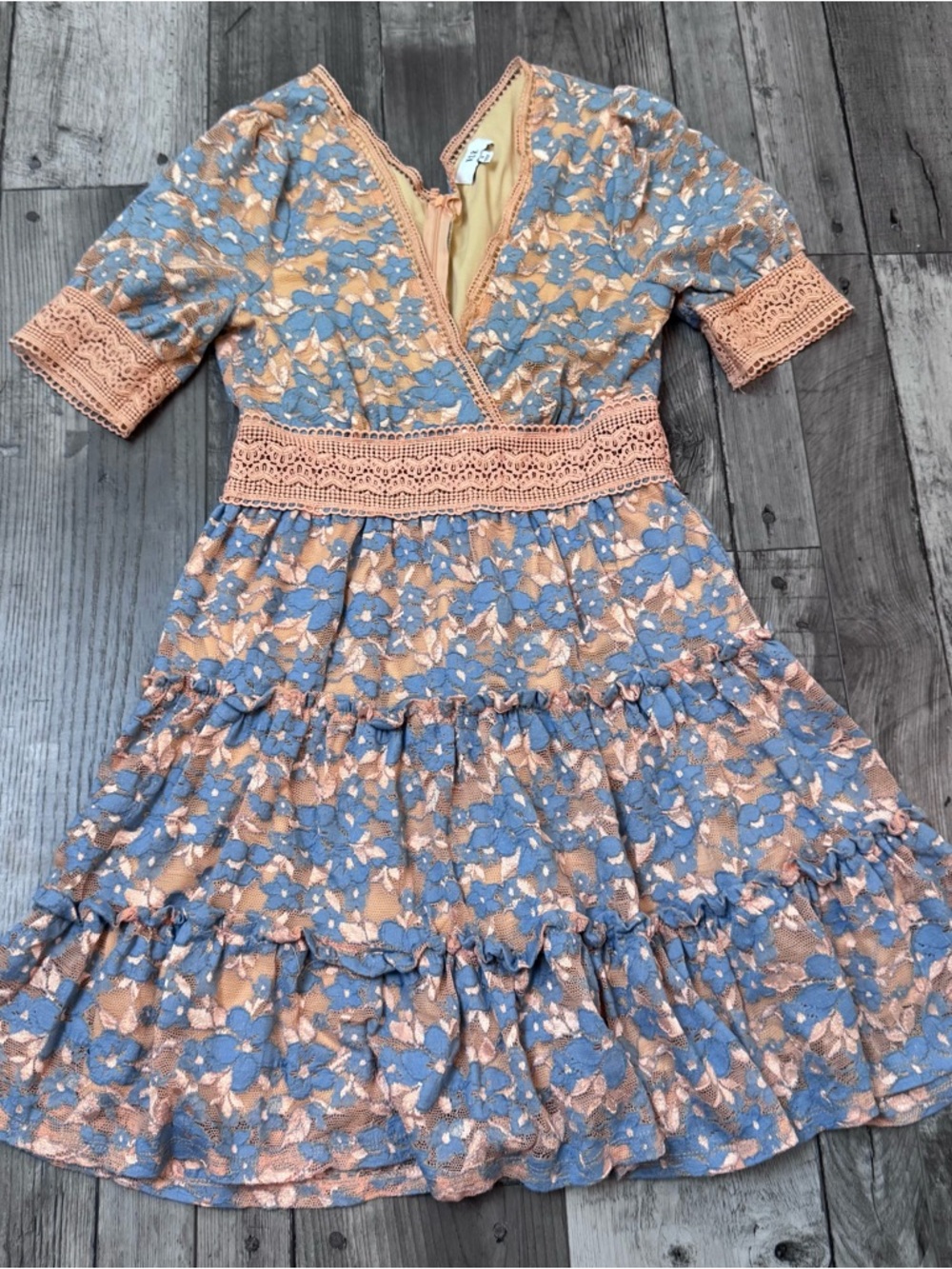 NSR Women’s Dress Lace Tapestry Cottagecore Dainty Feminine Rockabilly Prairie S